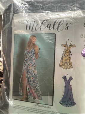 Alice McCall Blue Floral Wrap Maxi Dress with Slit